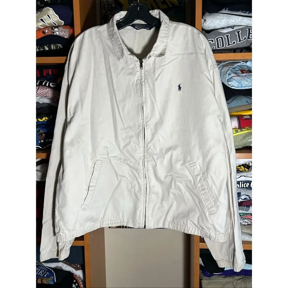 Vintage Polo Ralph Lauren Men’s Tan Harrington Jacket